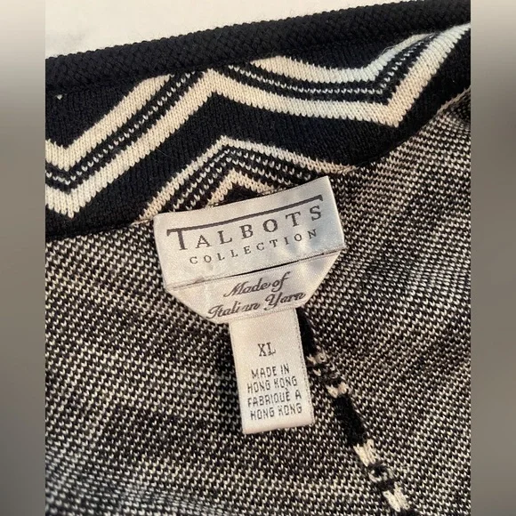 Talbots vintage merino wool duster jacket, black and white size XL - Picture 4 of 9